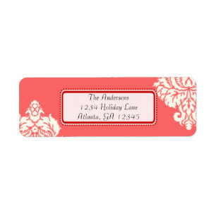 Ivory Damask On Pink with Red