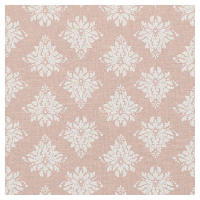 Ivory Damask on Tea Rose Fabric (Close Up)