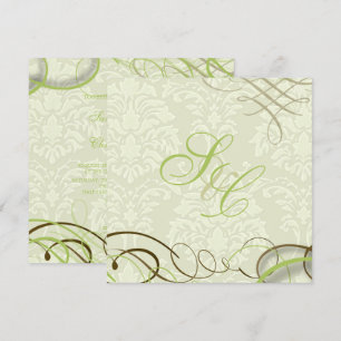 Ivory Damask, swooshes+swirls Invitation