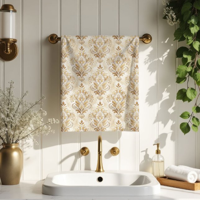 Ivory Damask Towels Elegant Vintage Bathroom Style (Ivory Damask Towels Elegant Vintage Bathroom Style)