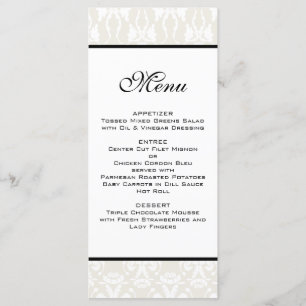 Ivory Damask Wedding Menu