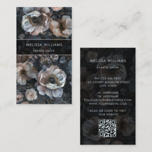 Ivory Dark Flowers Business Card