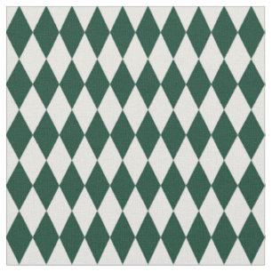 Ivory & Dark Green Harlequin Diamonds Fabric