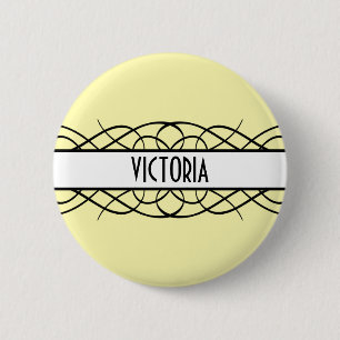 Ivory Deco Flourish 6 Cm Round Badge