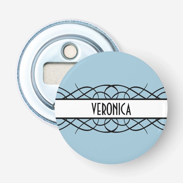 Ivory Deco Flourish Button Bottle Opener (Front)