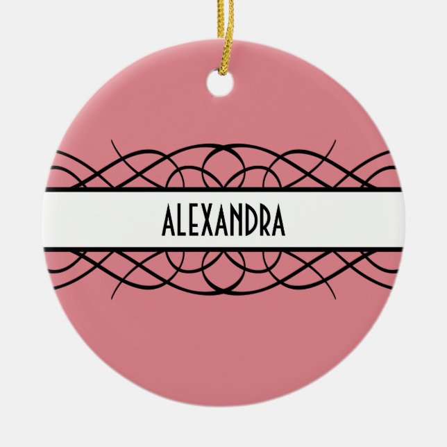 Ivory Deco Flourish Ceramic Tree Decoration (Front)