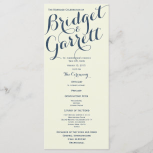 Ivory Designer Text Wedding Program Programme