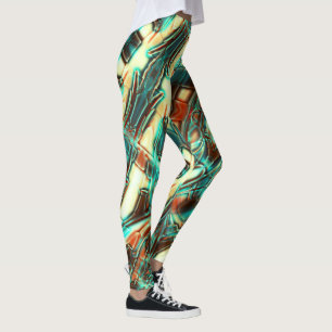 Ivory digital with burnt tone and some mint film leggings