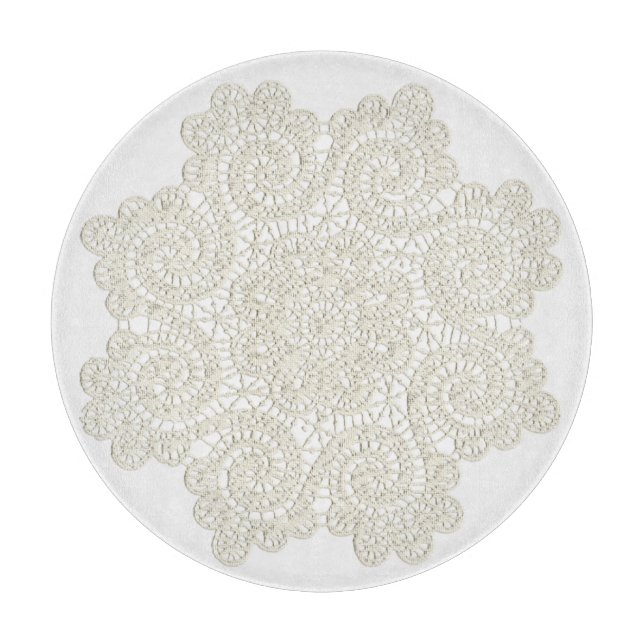 Ivory Doily Glass cutting Board (Front)