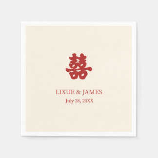 Ivory Double Happiness Chinese calligraphy asian Napkin