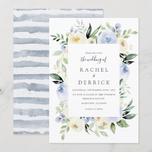 Ivory & Dusty Blue Wedding Invitation