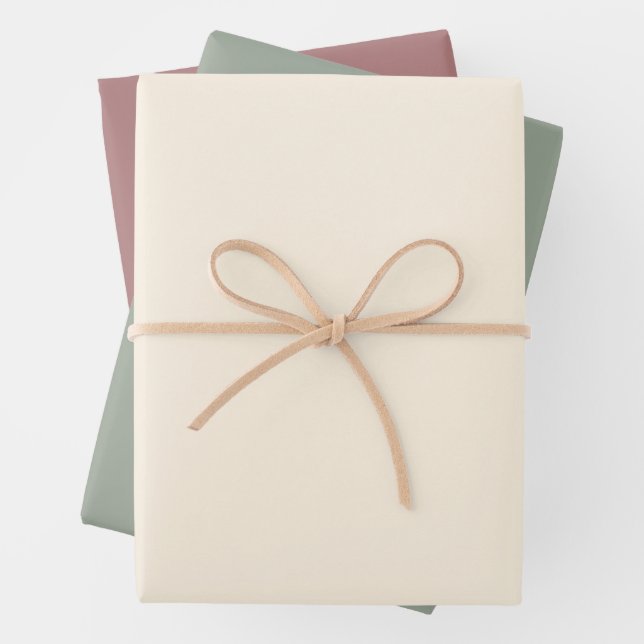 Ivory, dusty rose & sage green wrapping paper  (In situ)