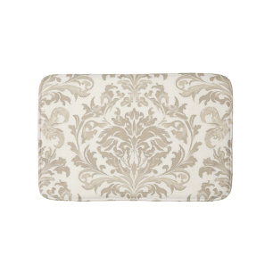 Ivory Elegance Baroque Damask Classic Antique Bath Mat