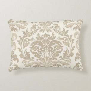 Ivory Elegance Baroque Damask Classic Antique Decorative Cushion