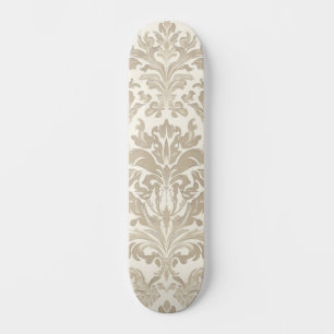 Ivory Elegance Baroque Damask Classic Antique Skateboard
