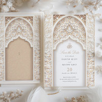 Ivory Elegance Islamic Architecture Save the Date 