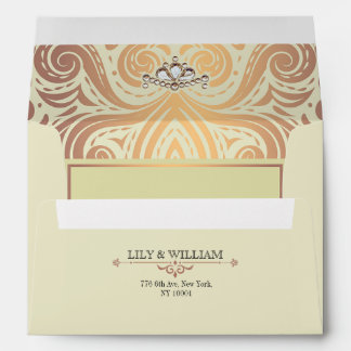Ivory Elegant Artdeco Diamond Rose Gold Wedding Envelope