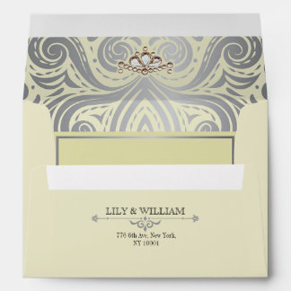 Ivory Elegant Artdeco Diamond Silver Wedding Envelope