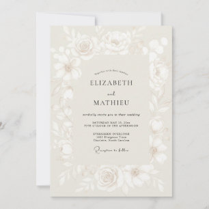 Ivory Elegant Blossom Wedding Invitation