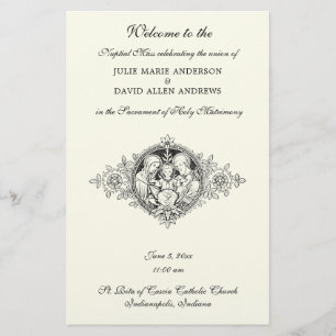 Ivory Elegant Catholic Wedding Program Stationery