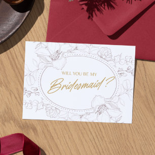 Ivory Elegant Floral Will You Be My Bridesmaid Invitation