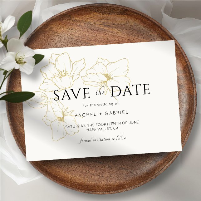 Ivory | Elegant Gold Floral Wedding  Save The Date (Creator Uploaded)