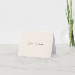 Ivory Elegant Handwriting Personalised Name Folded Thank You Card