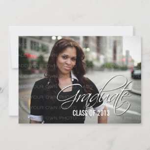 Ivory Elegant Script Photo Graduation Invite