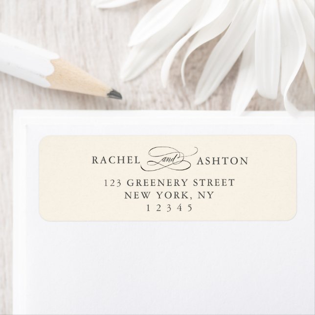 Ivory Elegant Script Return Address (Insitu)