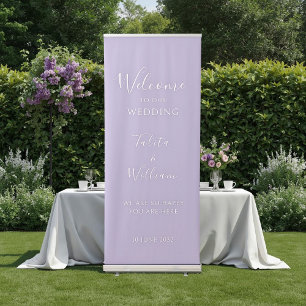 Ivory Elegant Script Wedding Vertical Retractable Banner