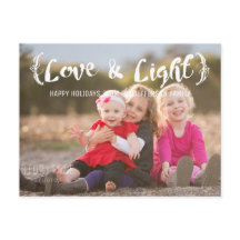 Ivory Elegant Sketched Love & Light Holiday Photo