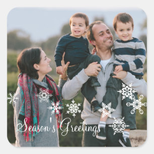 Ivory Elegant Snowflakes Holiday Photo Stickers