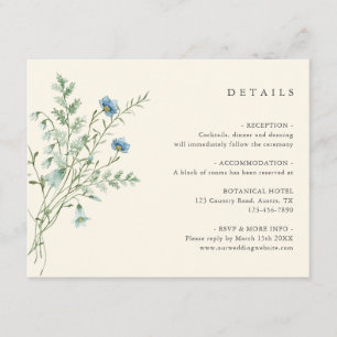 Ivory Elegant Wildflower Wedding Details Enclosure Card