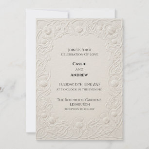 Ivory Embossed Lace Wedding Invitation
