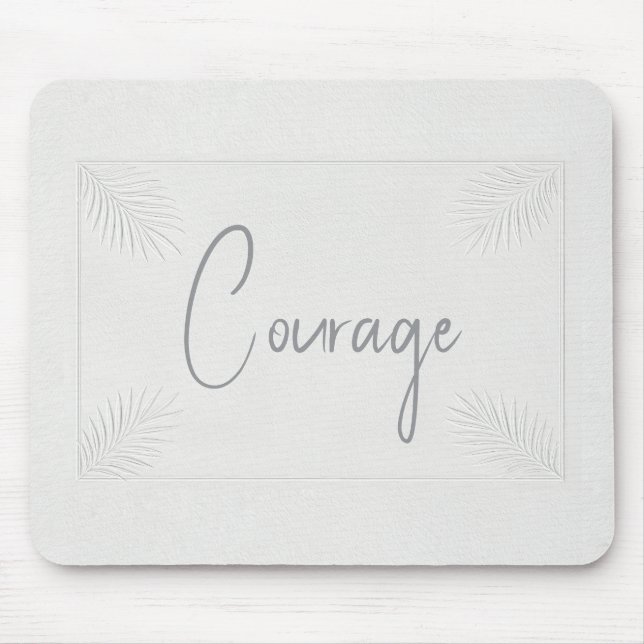 Ivory Embossed Palm Frond Frame Mouse Mat (Front)