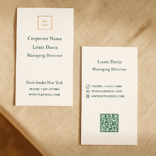 Ivory emerald green modern corporate logo business card