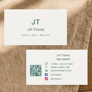 Ivory emerald green modern minimalst business card