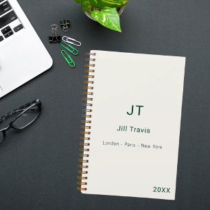 Ivory emerald green modern minimalst luxury notebook