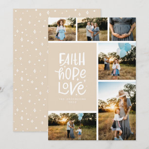 Ivory faith hope love multiple Photo Holiday Card