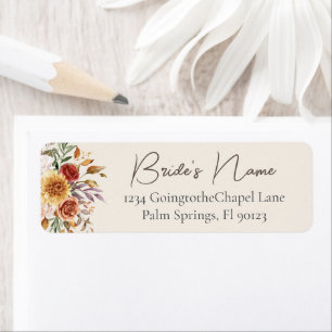 Ivory Fall Floral Bridal Shower Return Address