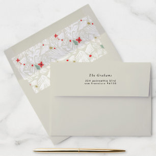 Ivory Festive Botanical Return Address Envelope