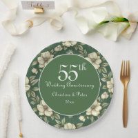 Ivory Floral and Emerald Wedding Anniversary