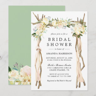 Ivory Floral Arch Bridal Shower Invitation
