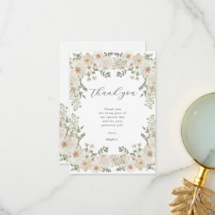 Ivory Floral Baby Shower Thank You Card