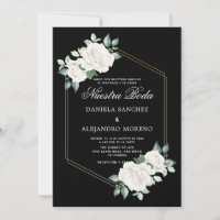 Ivory Floral Black Nuestra Boda Spanish Wedding