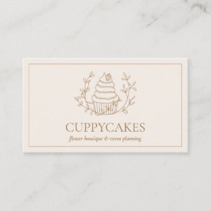 Ivory Floral Cupcake Baker Bakery Chef Catering Business Card