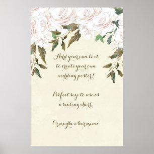 ivory floral custom wedding poster