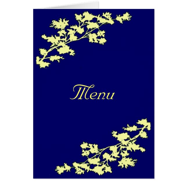 Ivory Floral Deco Wedding Menu Card (Front)