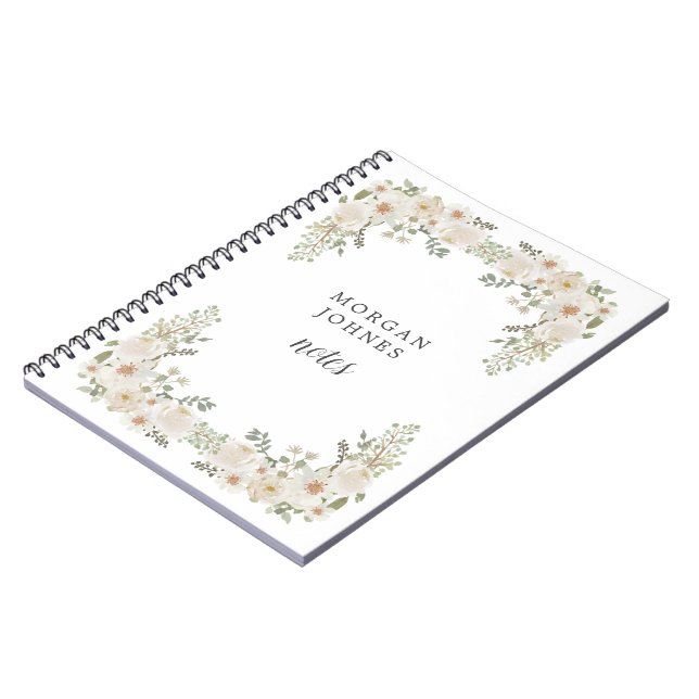 ivory floral elegant monogram notebook (Left Side)
