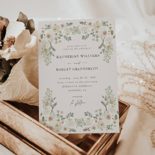 Ivory Floral Garden Elegant Wedding Invitation